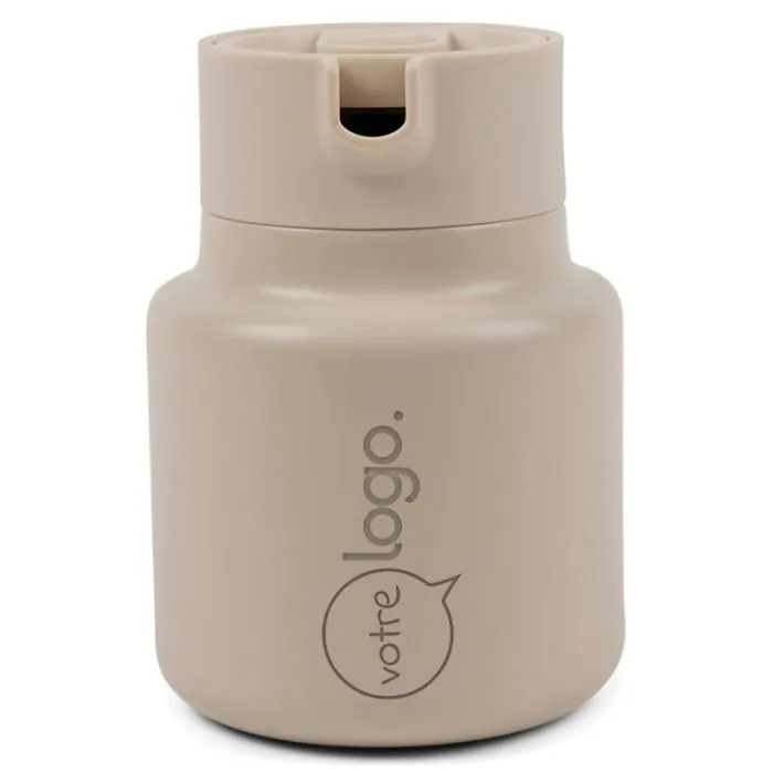 Carafe sous vide personnalisée en acier inoxydable recyclé 1200 ml avec poignée bois