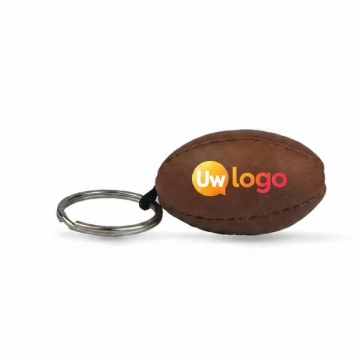 Leren rugby-sleutelhanger als relatiegeschenk