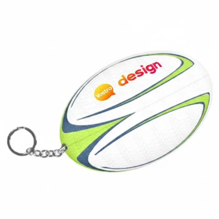 Portachiavi a forma di pallone da rugby promozionale, in ecopelle, dal design ecologico