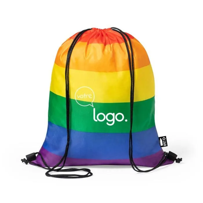 Sac à dos à cordes multicolore en RPET personnalisable – MARSHA