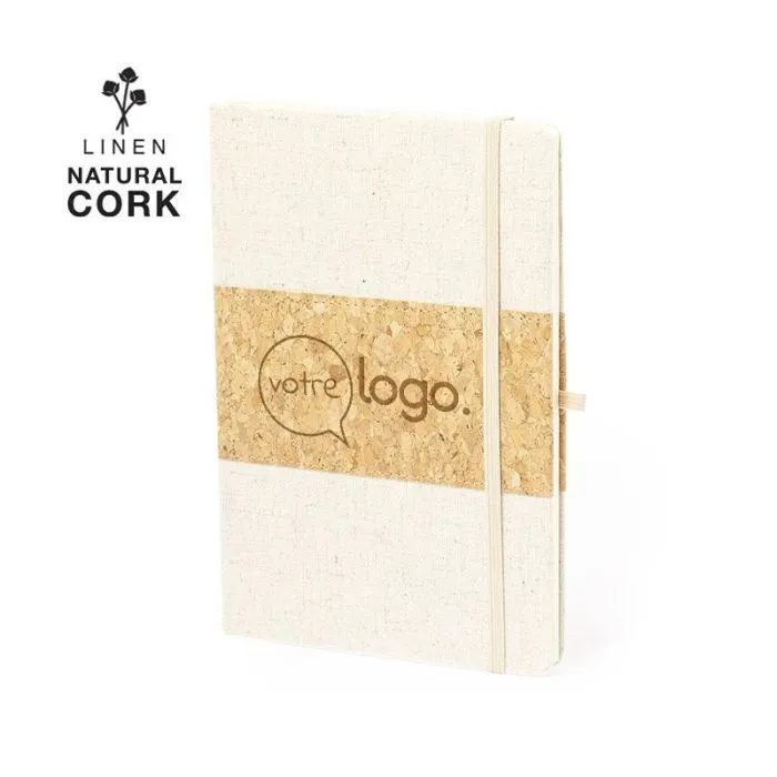 Bloc-notes personnalisable en liège et lin – Yacard