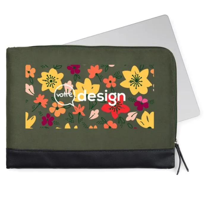 Pochette matelassée pour ordinateur portable personnalisée en faux daim recyclé