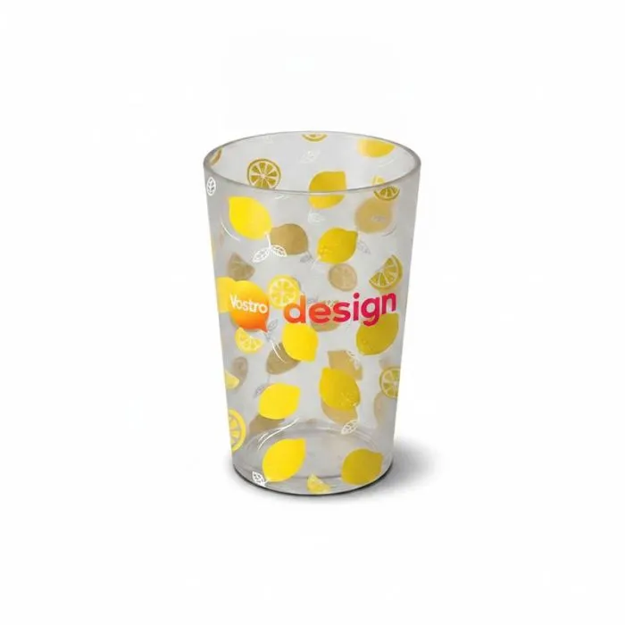 Bicchiere riutilizzabile traslucido da 25/28 cl personalizzabile