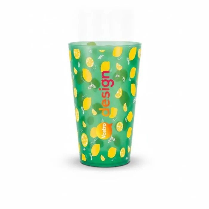 Bicchiere riutilizzabile traslucido da 25/33 cl personalizzabile