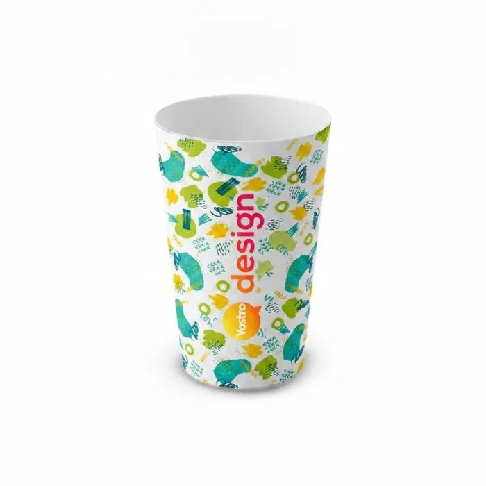Bicchiere riutilizzabile bianco opaco da 25/33 cl personalizzabile