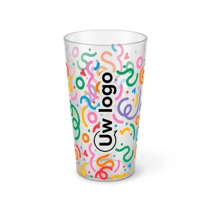 Doorzichtige herbruikbare beker van 33/40 cl, personaliseerbaar