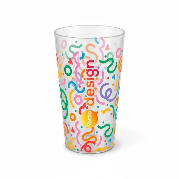 Bicchiere riutilizzabile traslucido da 33/40 cl personalizzabile