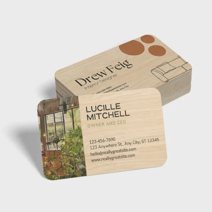 Cartes de visite publicitaire en bois