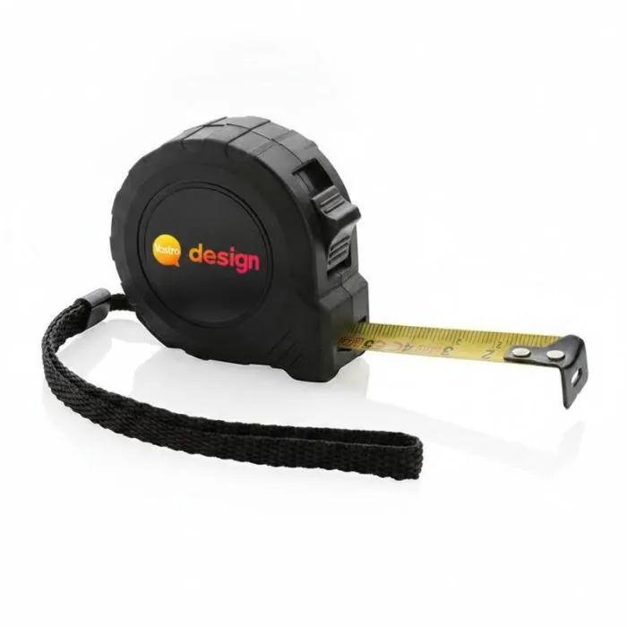 Metro da 3M/16 mm in plastica riciclata RCS con pulsante di arresto personalizzato