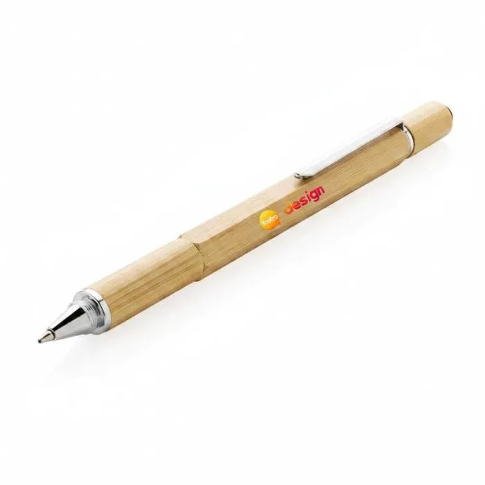 Penna multifunzione 5 in 1 personalizzata in bambù