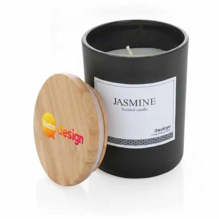 Candela profumata personalizzata con coperchio in bambù Ukiyo