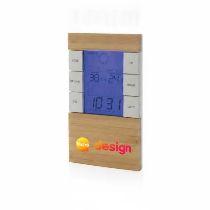 Stazione meteorologica personalizzata in bambù FSC® e plastica riciclata RCS Utah