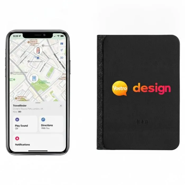 Portapassaporto connesso personalizzato Trackmate in poliestere riciclato con localizzazione Apple