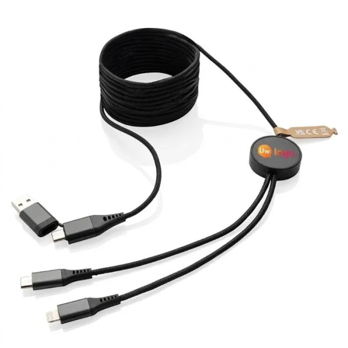 Extra lange oplaadkabel van 3 m, op maat gemaakt met gerecyclede materialen en USB-connectoren