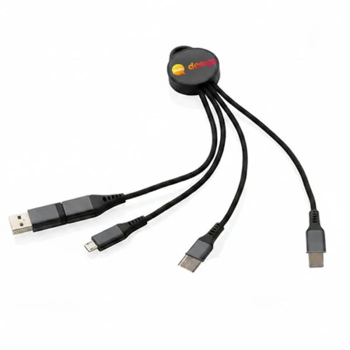 Cavo di ricarica 6-in-1 promozionale in alluminio riciclato RCS Terra