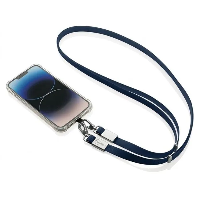 Universele, verstelbare en personaliseerbare telefoonriem van gerecycled PET - NIVO