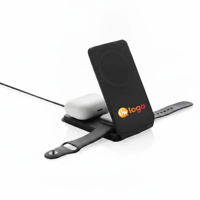 Magnetische oplader van 15 W van gerecycled PU, met RCS Swiss Peak-reclame