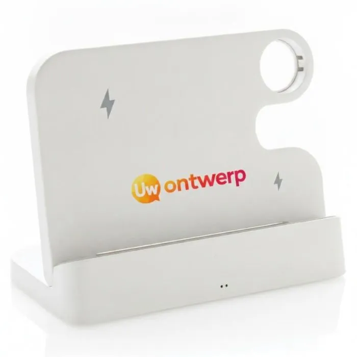 Op maat gemaakte draadloze oplaadhouder van 15 W met iWatch en USB-C, vervaardigd uit gerecycled ABS