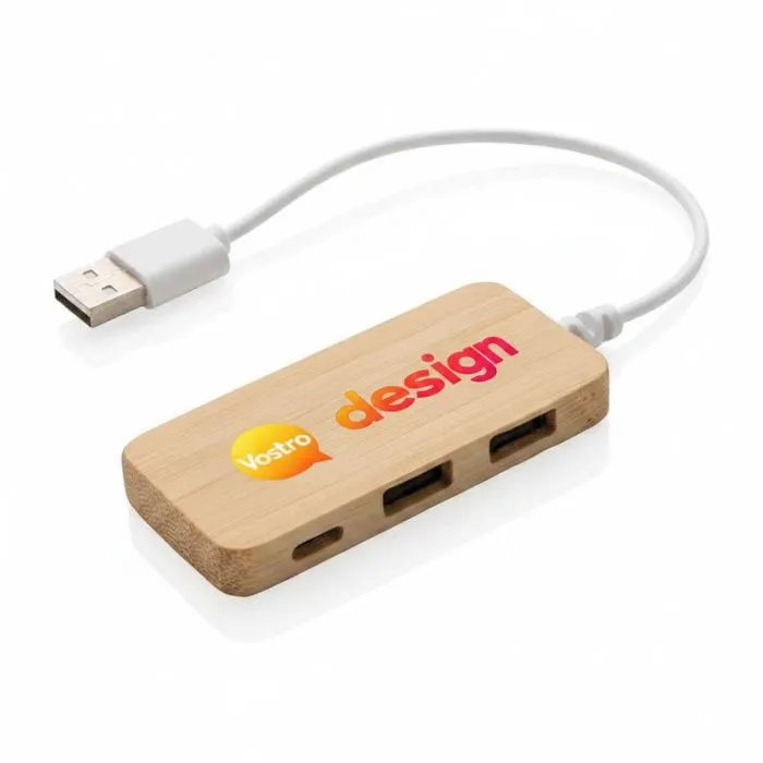 Hub in bambù personalizzato con connettore Type C