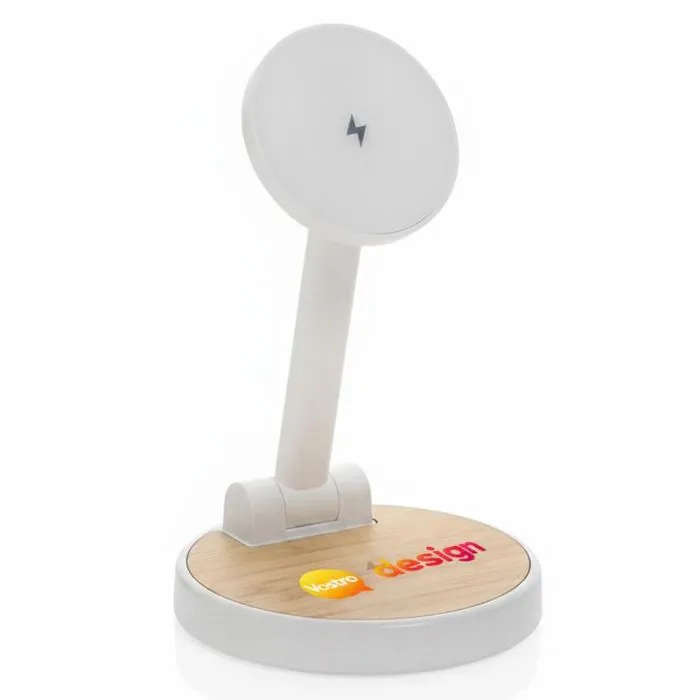 Caricabatterie wireless rapido 2 in 1 personalizzato con ricarica magnetica da 15 W.