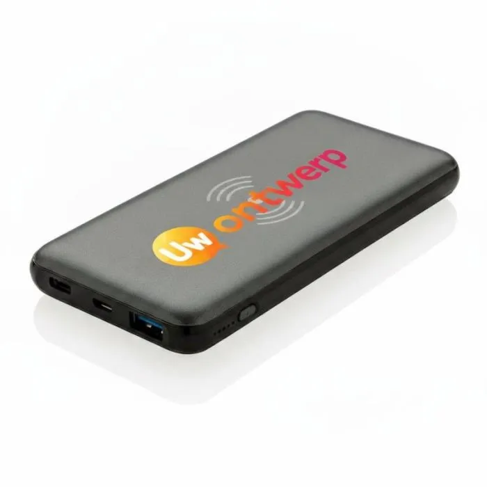Reclame-powerbank van 10.000 mAh met Power Delivery en 10 W draadloaderen