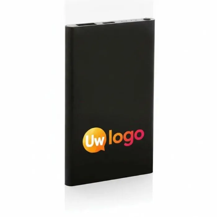 Promotionele powerbank van 4000 mAh van gerecycled plastic/aluminium RCS