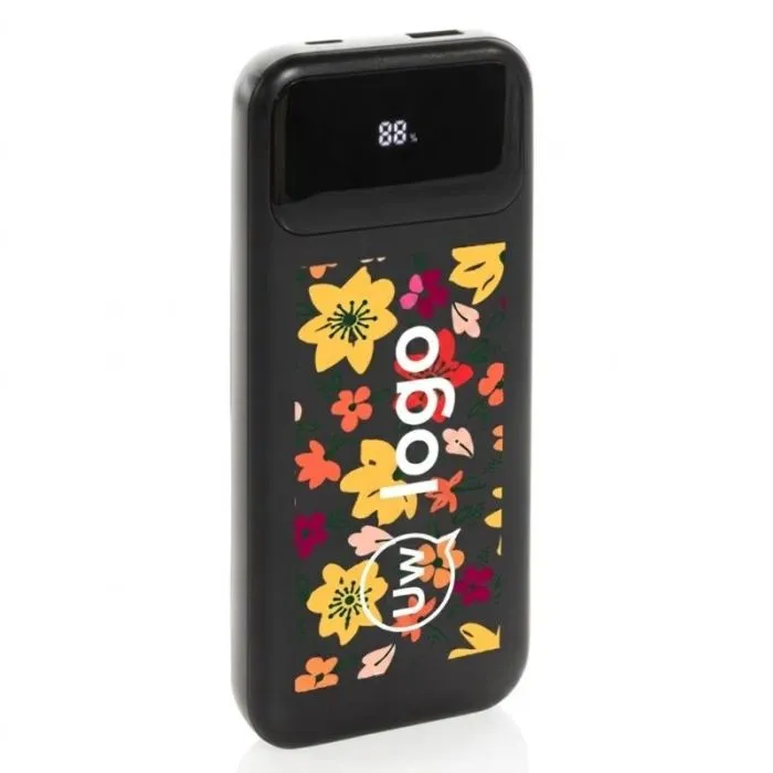 Op maat gemaakte noodbatterij van 10.000 mAh met ingebouwde kabels en display