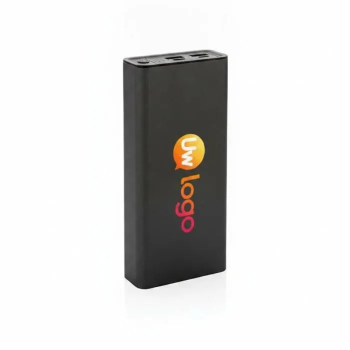 Gepersonaliseerde powerbank van 20.000 mAh en 20 W, gemaakt van gerecycled aluminium van RCS Terra