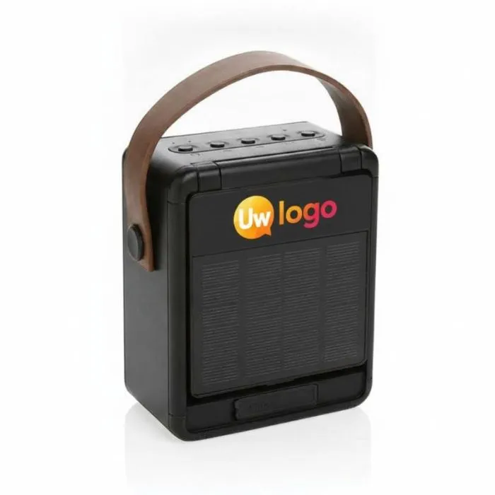12 W-luidspreker op zonne-energie van gerecycled plastic, reclame van RCS Skywave