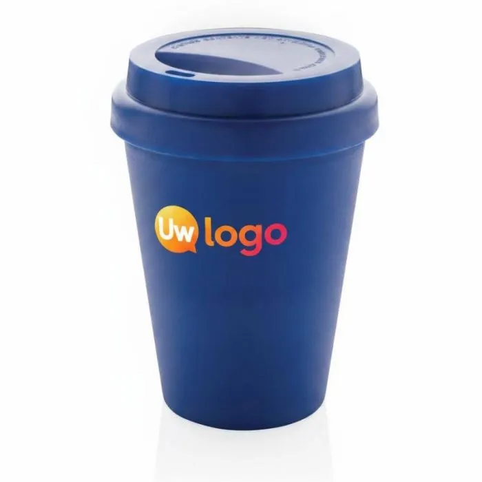 Reclamebeker van recyclebaar PP met dubbele wand, 300 ml