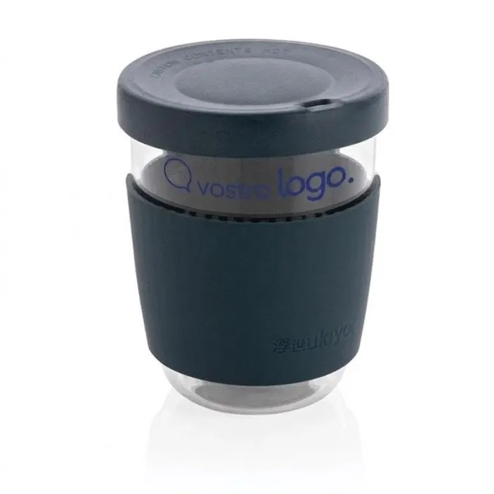 Bicchiere promozionale da 360 ml con coperchio e manicotto in silicone