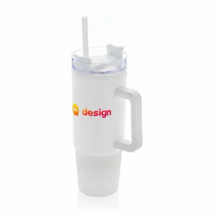 Tazza da viaggio grande in plastica riciclata personalizzata da 900 ml - Tana