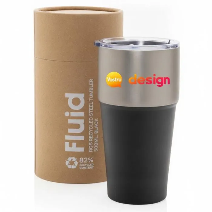 Tazza personalizzata bicolore da 500 ml in acciaio inossidabile riciclato con confezione regalo