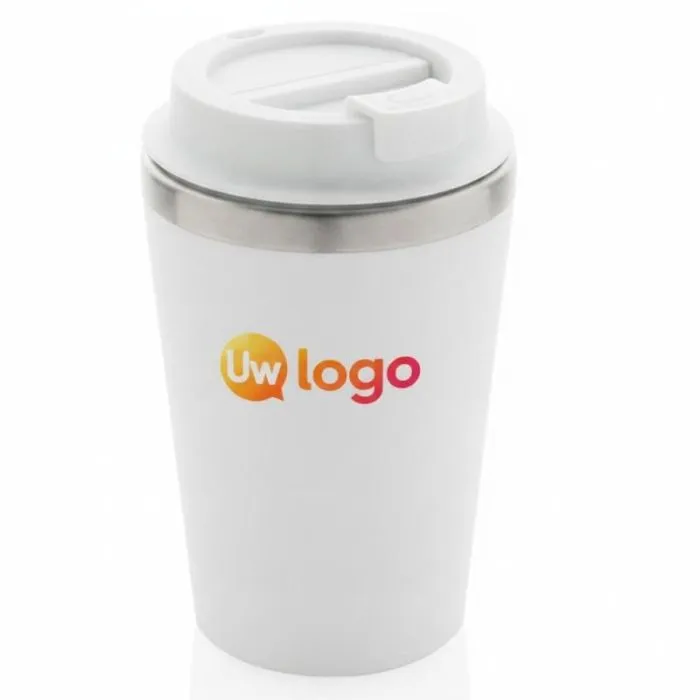 Gepersonaliseerd, draagbaar koffiekopje van gerecycled PP, 350 ml, BPA-vrij