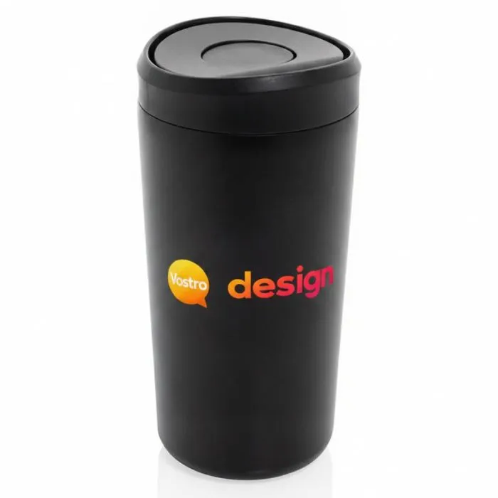 Tazza da viaggio personalizzata Alix in acciaio riciclato, 400 ml