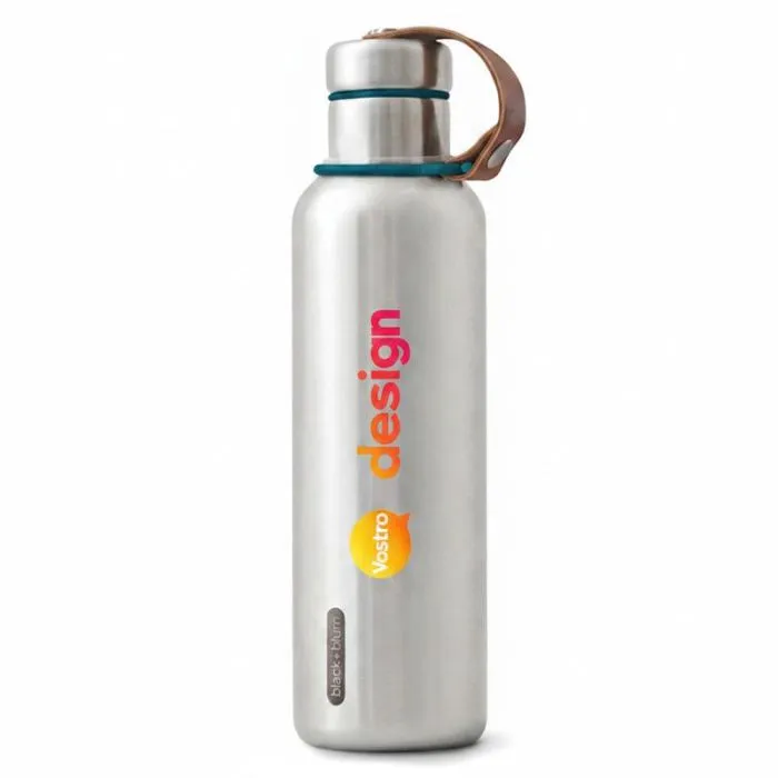 Borraccia termica personalizzata in acciaio inossidabile con cinturino in pelle sintetica  - 750mL
