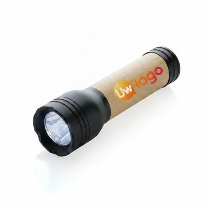 Lucid-reclamelamp van 1 W, gemaakt van gerecycled RCS-plastic en bamboe