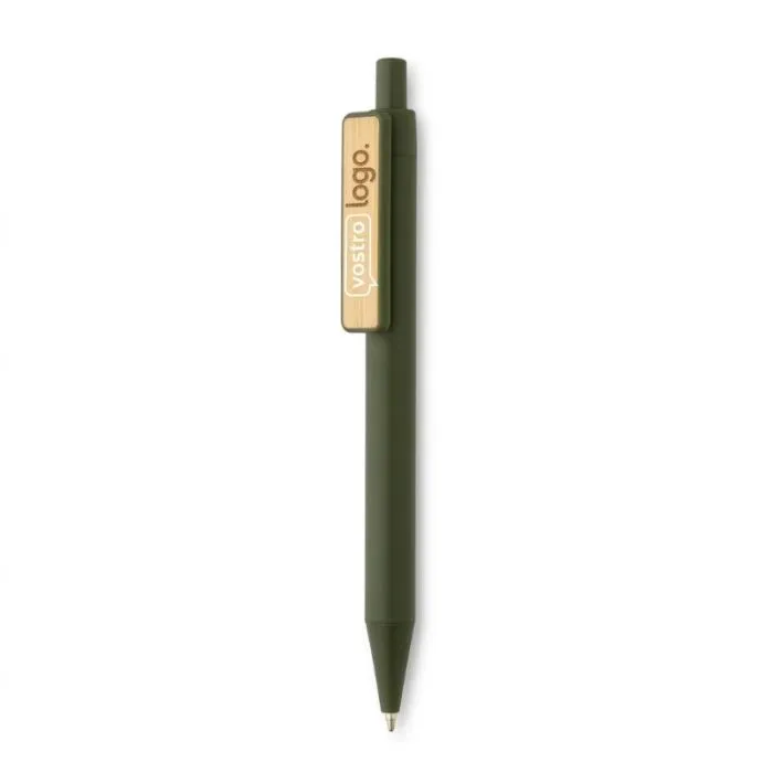 Penna promozionale in ABS riciclato certificato GRS con clip in bambù