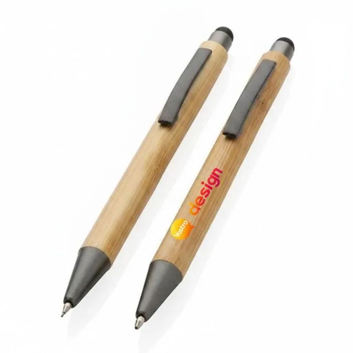 Set di penne promozionali in bambù FSC® in un cofanetto