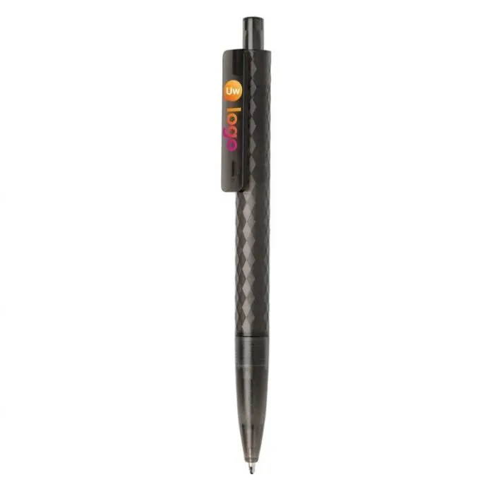 Gepersonaliseerde X3-pen van gerecycled mat plastic, blauwe inkt, 1200 m