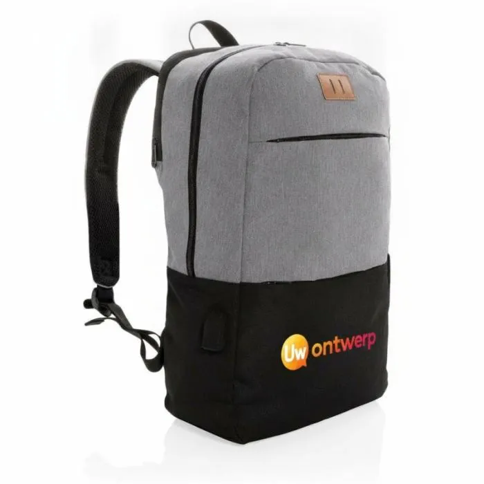 Promotionele rugzak voor een 15,6""-laptop met USB en RFID-bescherming