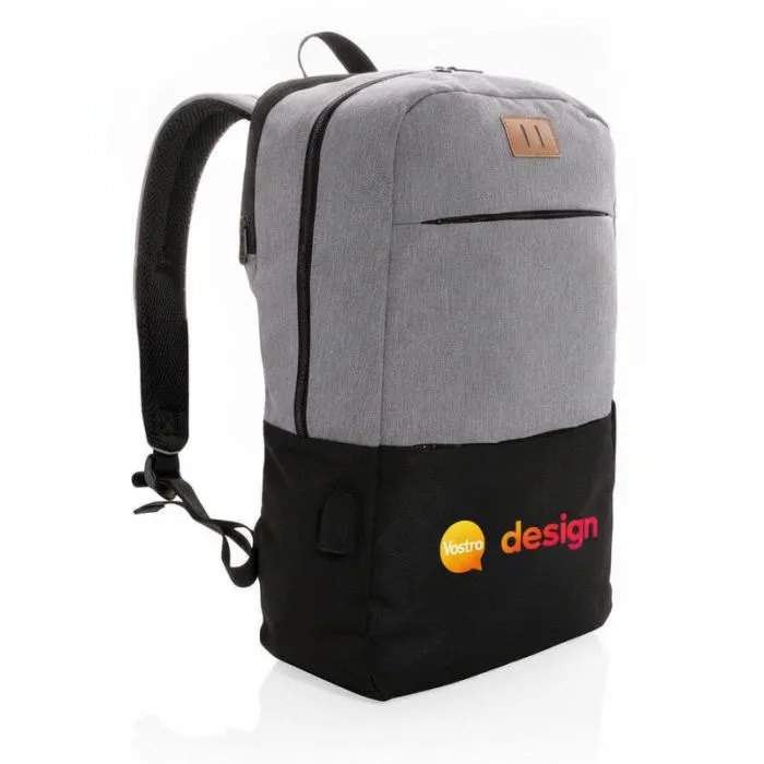 Zaino promozionale per computer da 15,6" con porta USB e protezione anti-RFID