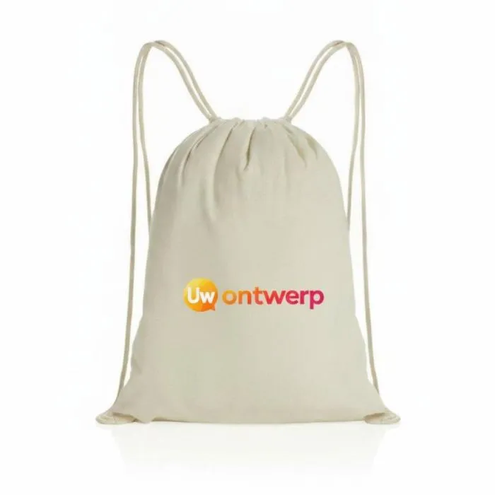 Gepersonaliseerde rugzak met trekkoorden van gerecycled katoen 145 gr Impact AWARE™