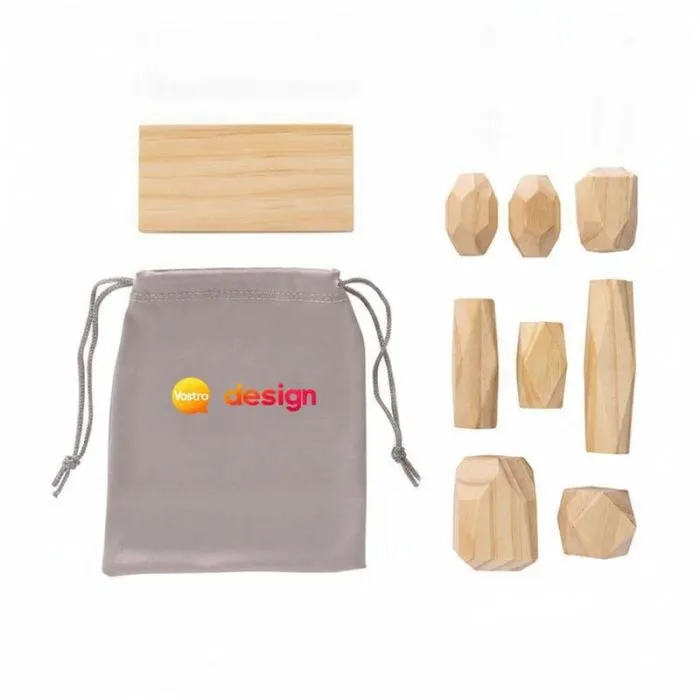 Pietre di equilibrio in legno in una bustina promozionale - Ukiyo Crios