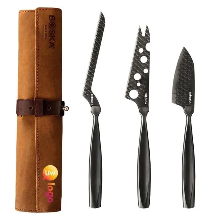 BOSKA Kaasmessen-set met gepersonaliseerd leren etui - Monaco+