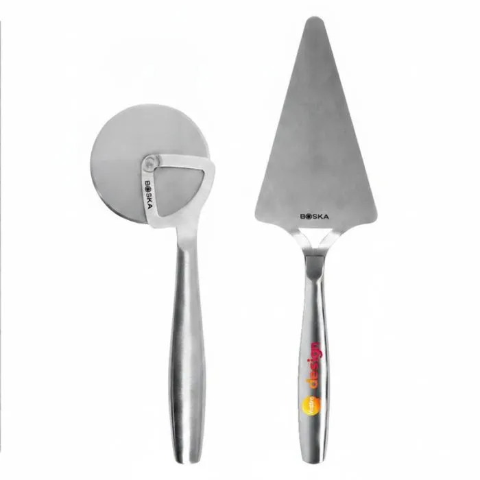 Set per pizza Copenhagen personalizzato in acciaio inossidabile con rotella e spatola
