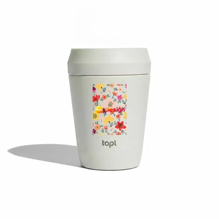 Bicchiere Topl personalizzato da 236 ml in materiali riciclati con coperchio a 360°