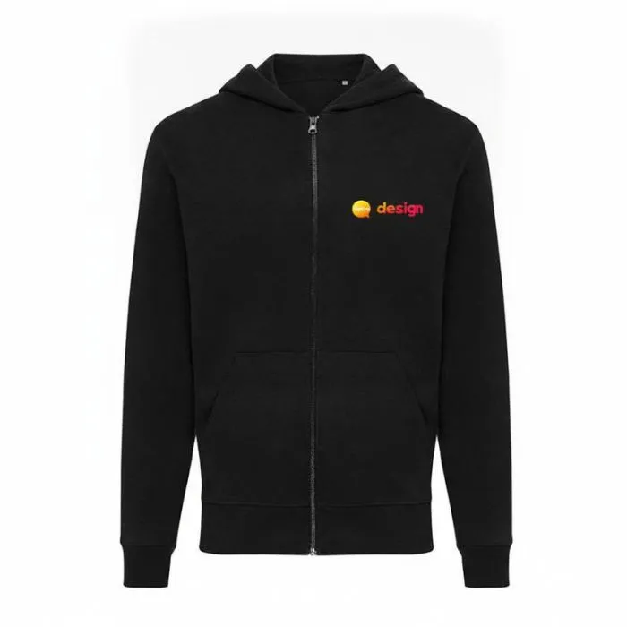 Felpa con cappuccio e cerniera in cotone riciclato personalizzata Iqoniq Abisko