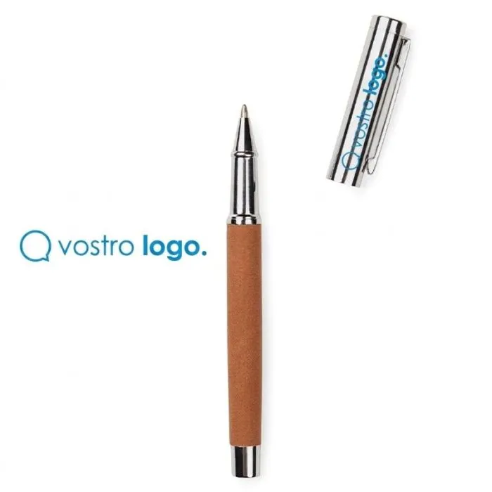 Elegante penna personalizzata in acciaio inossidabile RCS con inchiostro blu e cappuccio