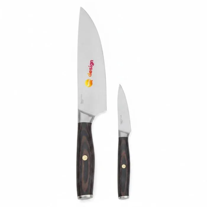 Set da chef Tara personalizzato in acciaio inossidabile 5Cr15Mov con manico in legno di pakka
